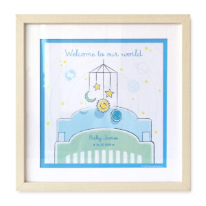 Welcome to our world Boy Print with wooden frame